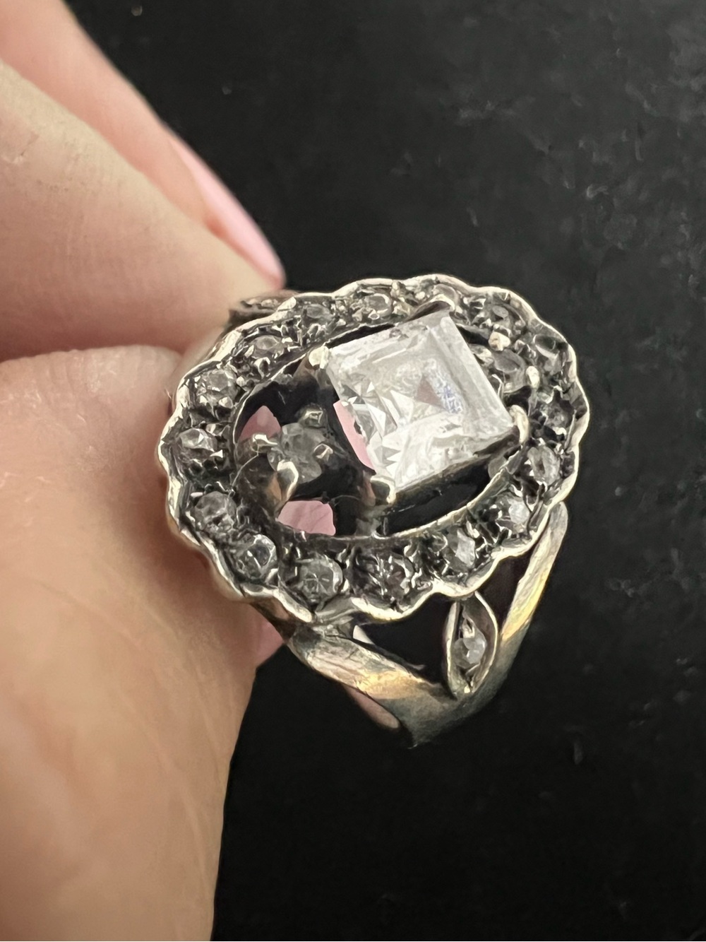 925 STERLING SILVER VINTAGE DIAMOND RING